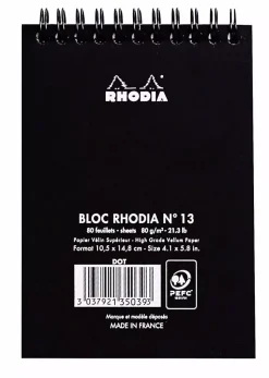 Cuaderno de espiral con puntos negro 10,5x14,8cm Rhodia