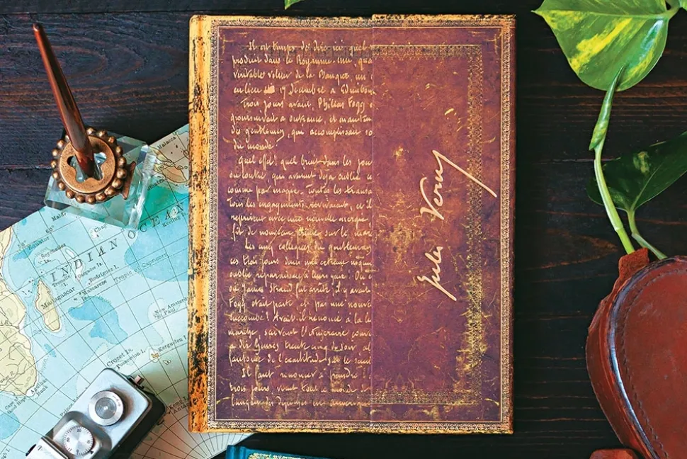 Cuaderno de tapa dura Mini rayado Verne, La Vuelta al Mundo Paperblanks 9x14cm 85g/m²