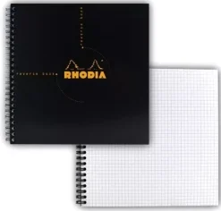 Cuaderno Espiral Cuadrícula Negro Rhodia 21x21cm