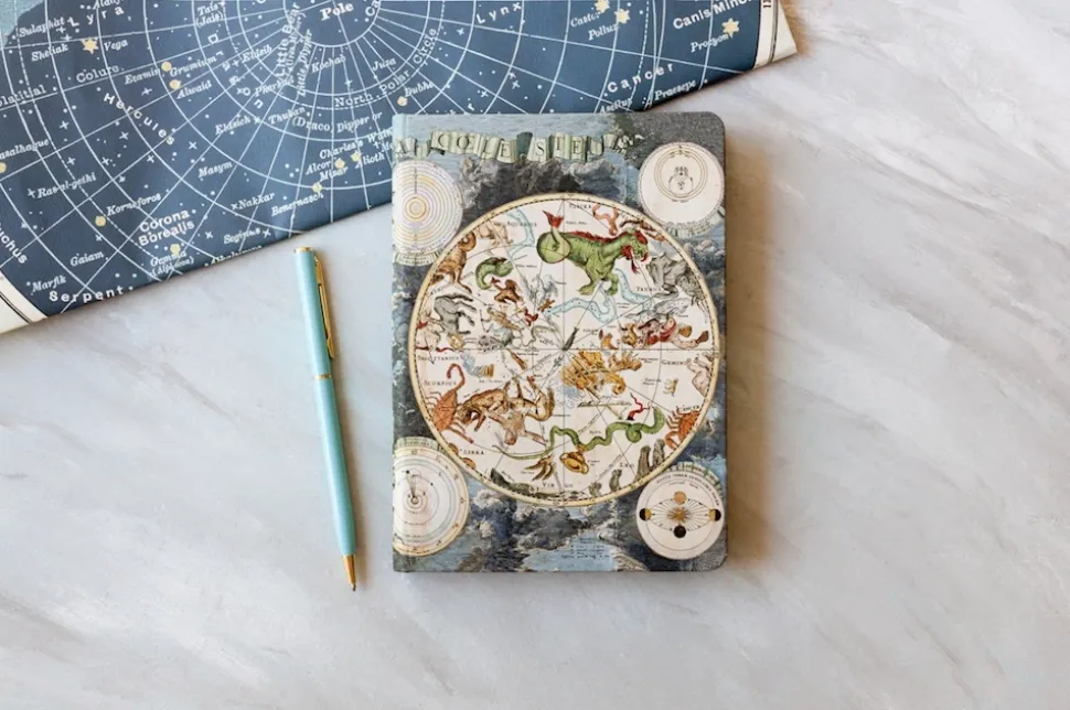 Cuaderno Flexi Ultra rayado Planisferio Celeste Paperblanks 17,5x23cm 100g/m²