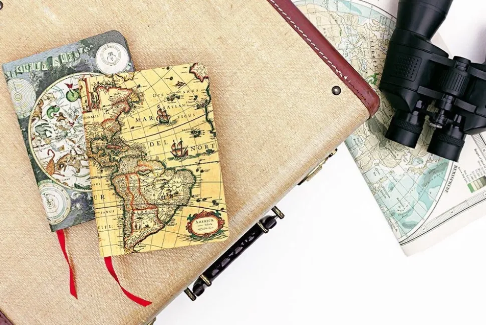 Cuaderno Flexi Ultra rayado Planisferio Celeste Paperblanks 17,5x23cm 100g/m²
