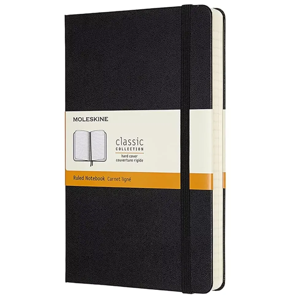 Cuaderno Negro Clásico Tapa Dura Rayas 13x21cm Moleskine