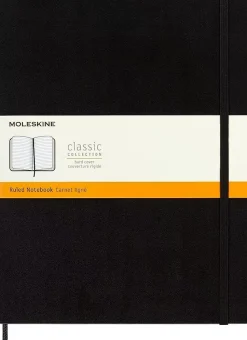Cuaderno negro tapa dura rayas Classic Moleskine 21x28cm
