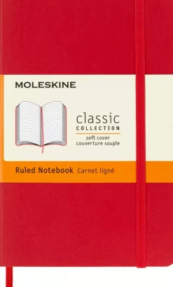 Cuaderno Rojo escarlata Clásico Tapa Blanda Rayas 9x14cm Moleskine