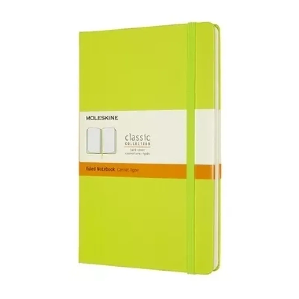 Cuaderno verde limón tapa dura rayada Classic Moleskine 13x21cm