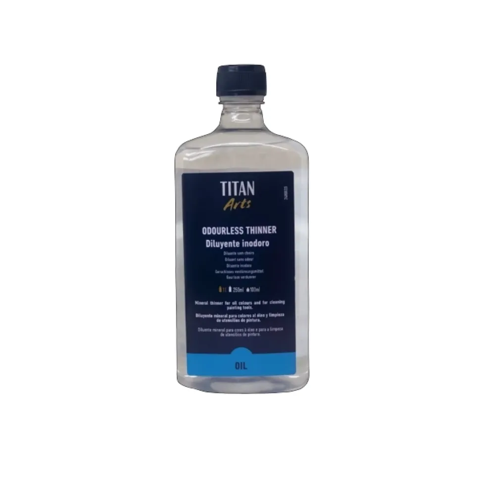 Diluyente inodoro para óleo Titan 1L.