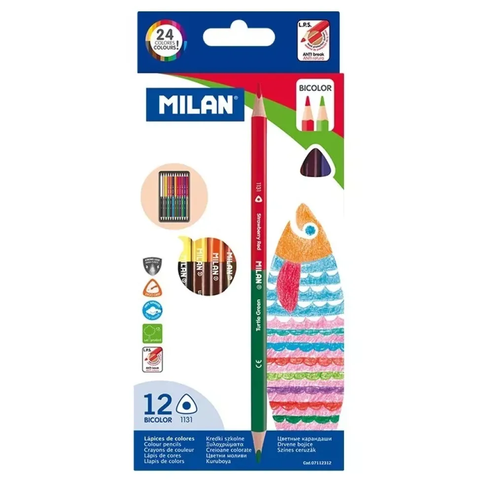 Estuche 12 Lápices Bicolor Milan