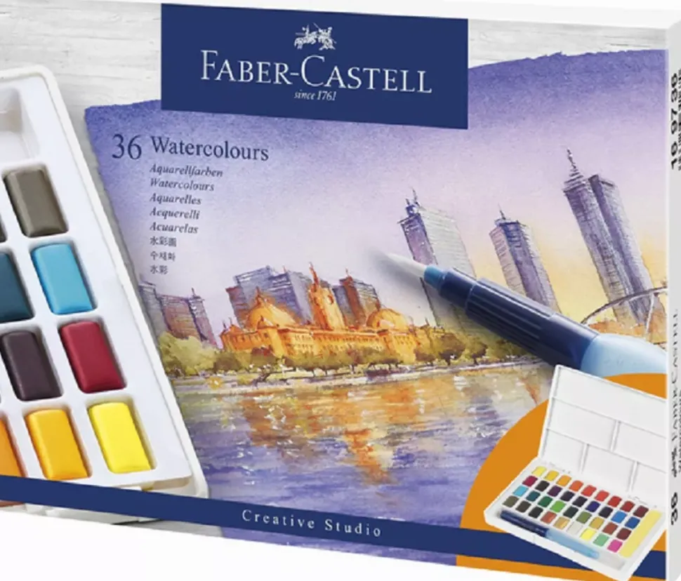 Estuche 36 Medio Godets Acuarelas Creative Studio Faber-Castell