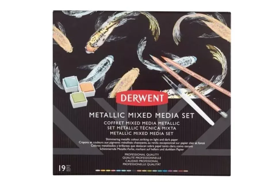 Estuche 18 Piezas Mixed Media Metallic Derwent