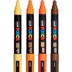 Estuche 4 Rotuladores PC5M Medio Punta Cónica Tonos Madera Uni Posca