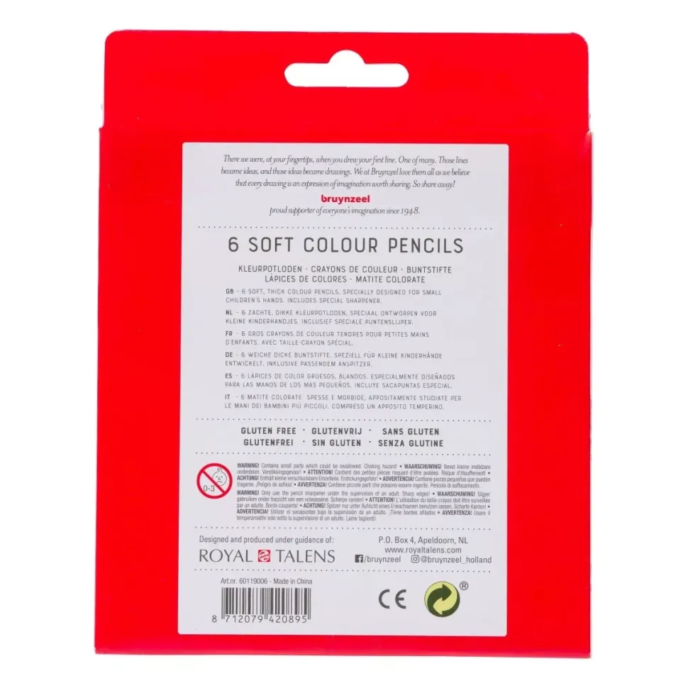 Estuche de 6 Lápices de color Kids Blandos Bruynzeel