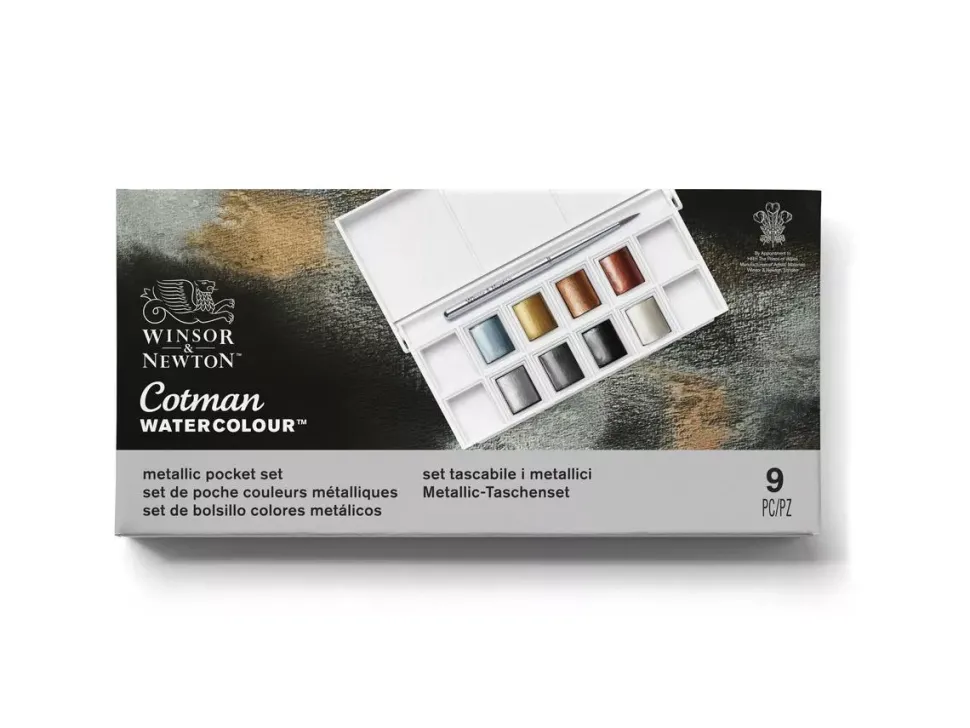 Estuche de Bolsillo 8 Acuarelas Cotman Colores Metálicos Winsor and Newton