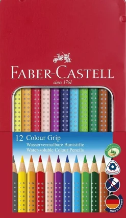 Estuche de Metal 12 Lápices Colour Grip Faber-Castell