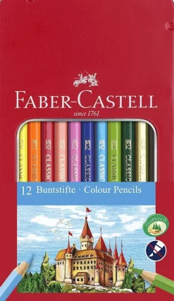 Estuche de Metal 12 lápices de colores Classic Faber-Castell