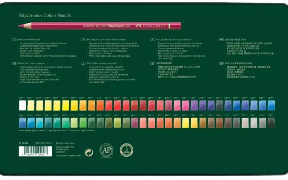 Estuche de Metal 60 Lápices de colores Polychromos Faber-Castell