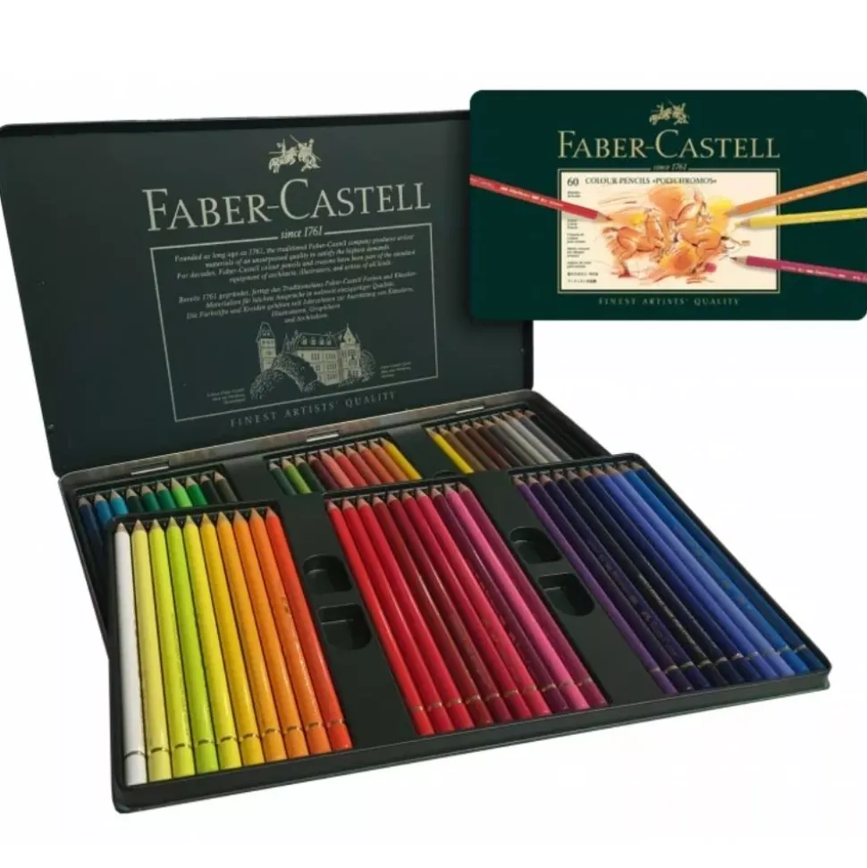 Estuche de Metal 60 Lápices de colores Polychromos Faber-Castell