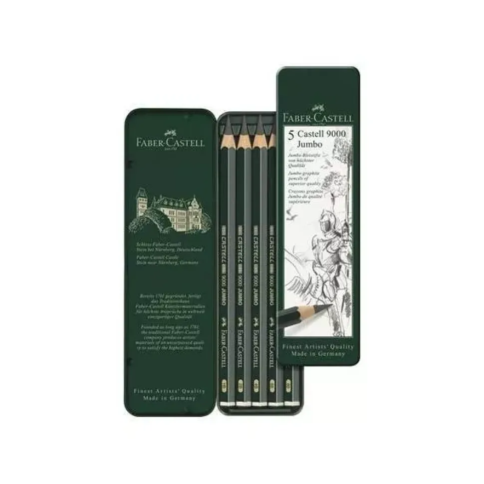 Estuche de Metal 5 lápices Jumbo Castell 9000 Faber-Castell