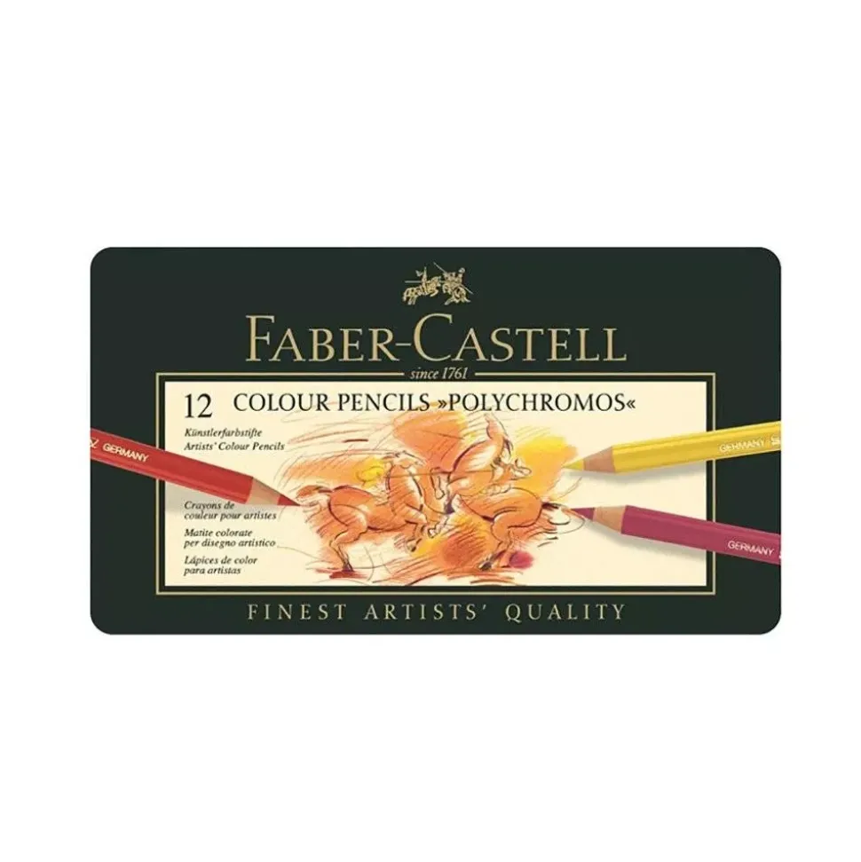 Estuche de Metal 12 Lápices de colores Polychromos Faber-Castell