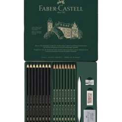 Estuche de Metal 20 Piezas Castell 9000 y Pitt Graphite Matt Faber-Castell