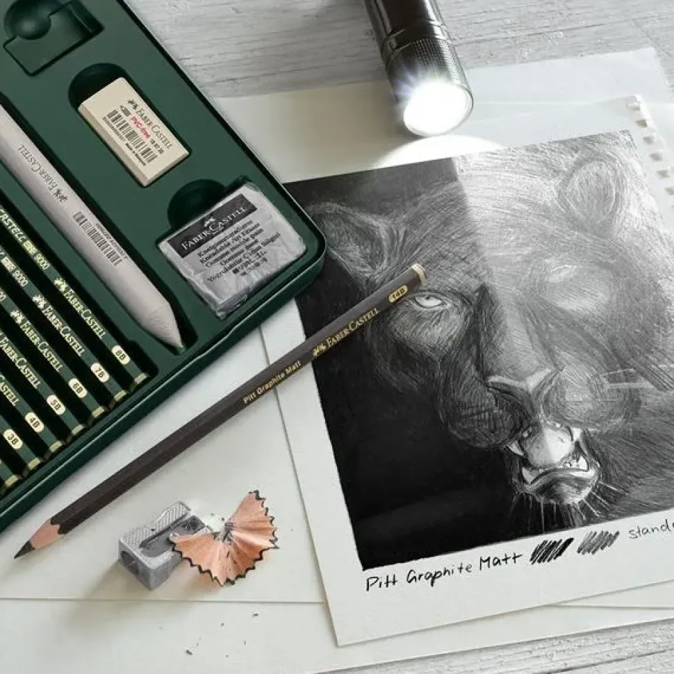 Estuche de Metal 20 Piezas Castell 9000 y Pitt Graphite Matt Faber-Castell