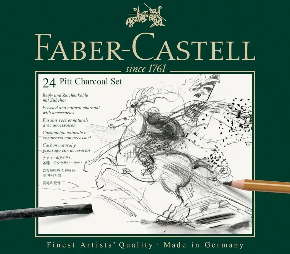Estuche de Metal 24 piezas Pitt Charcoal Monochrome Faber-Castell