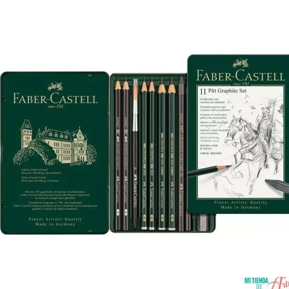 Estuche de Metal 11 piezas Pitt Graphite Faber-Castell