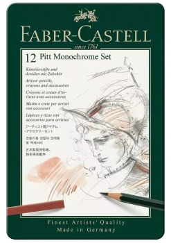 Estuche de Metal 12 piezas Pitt Monochrome Faber-Castell