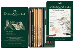 Estuche de Metal 12 piezas Pitt Monochrome Faber-Castell