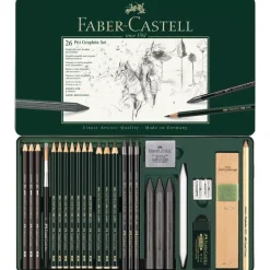 Estuche de Metal 26 piezas Pitt Graphite Faber-Castell
