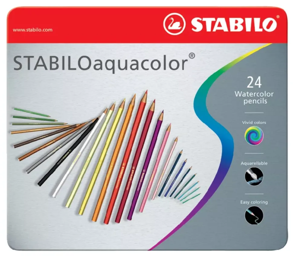 Estuche de Metal Arty 24 Lápices Acuarelables STABILO Aquacolor