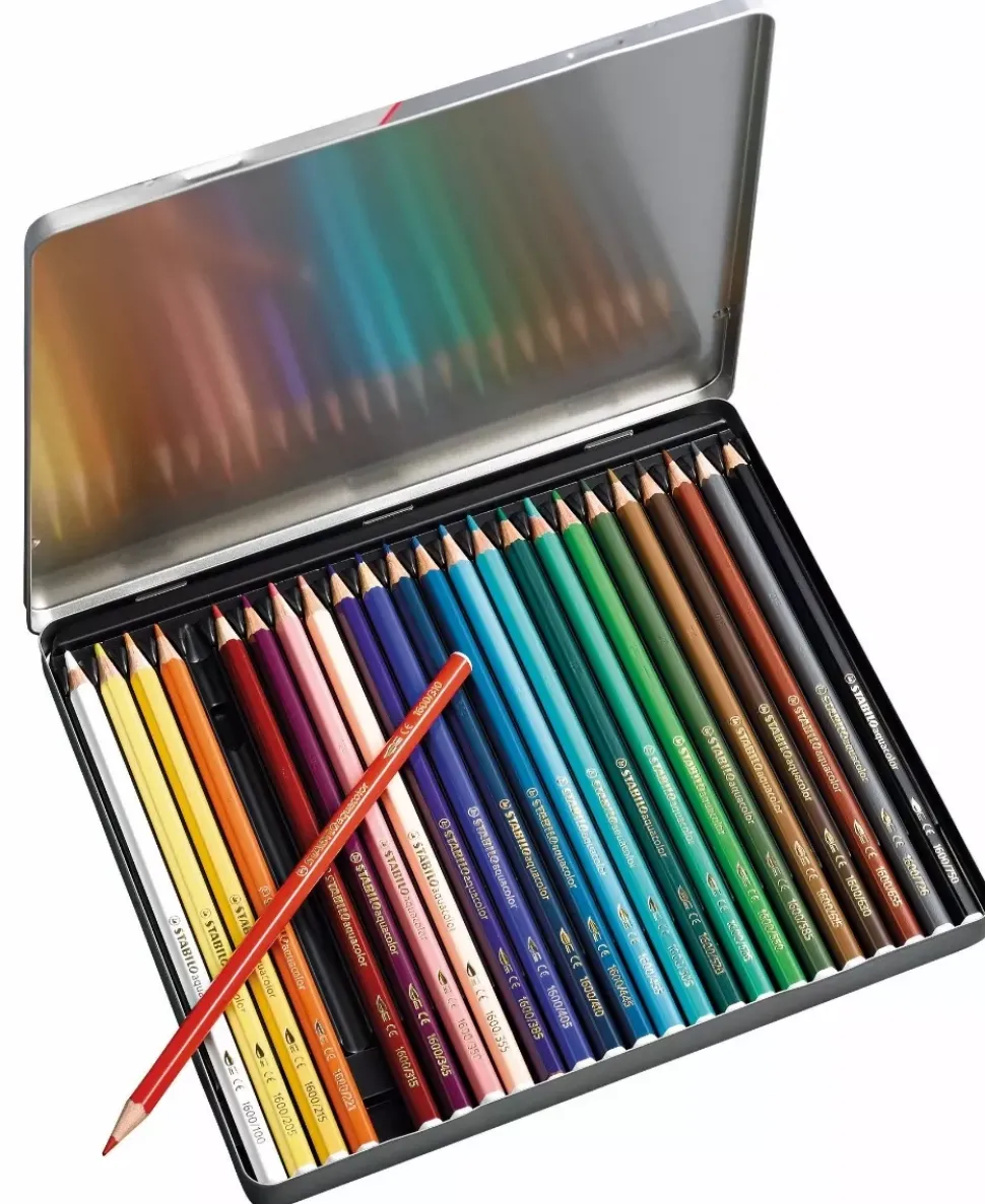 Estuche de Metal Arty 24 Lápices Acuarelables STABILO Aquacolor