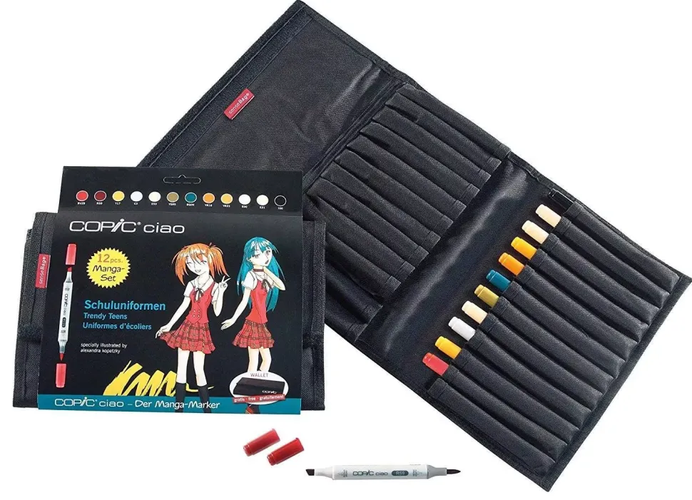 Estuche de tela con 12 rotuladores Manga Trendy Teens Copic Ciao