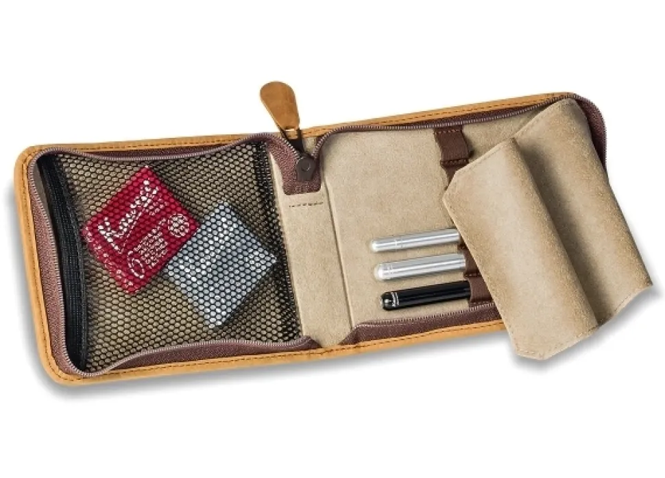 Estuche de viaje de cuero marrón Kaweco