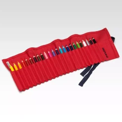 Estuche enrollable rojo 24 lápices acuarelables Fabriano