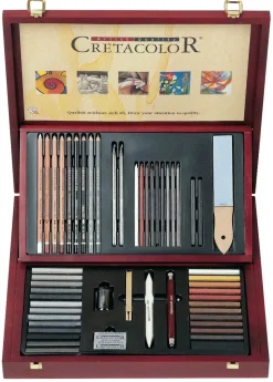 Estuche Madera Dibujo Profesional Cretacolor Selection 53 piezas