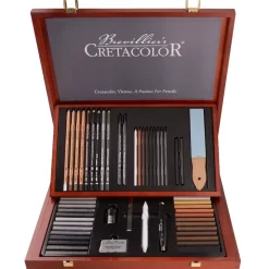 Estuche Madera Dibujo Profesional Cretacolor Selection 53 piezas