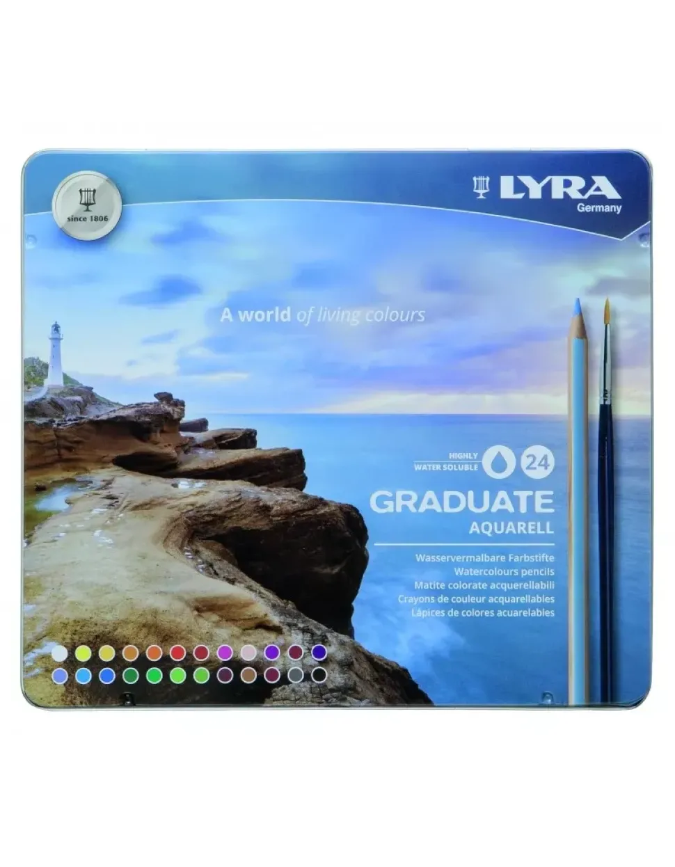 Estuche Metálico 24 Lápices Acuarelables Graduate Aquarell Lyra