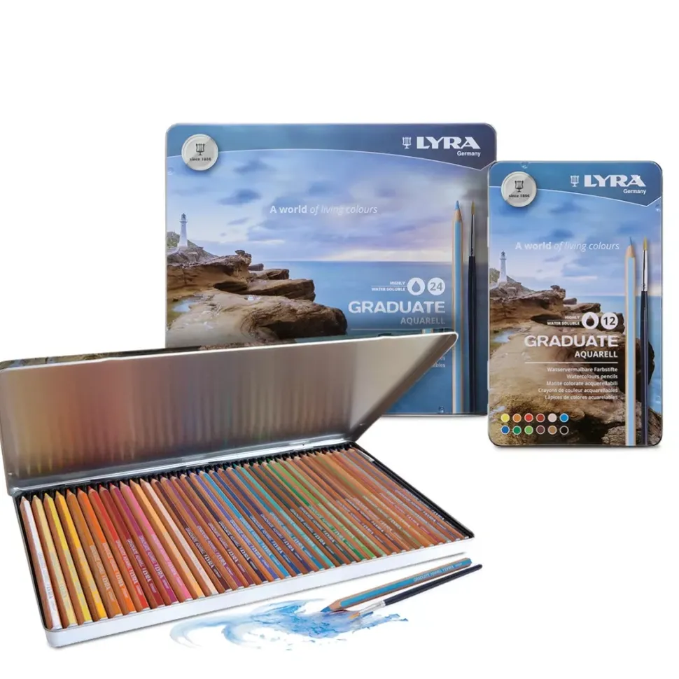 Estuche Metálico 24 Lápices Acuarelables Graduate Aquarell Lyra