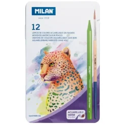 Estuche Metálico 12 Lápices de Colores Acuarelables Milan