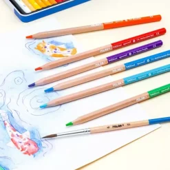 Estuche Metálico 36 Lápices de Colores Acuarelables Mina Gruesa Milan
