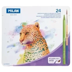 Estuche Metálico 24 Lápices de Colores Acuarelables Milan
