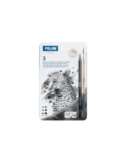 Estuche Metálico 3 Lápices de Grafito Acuarelables Milan