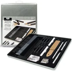 Estuche Metálico 25 Piezas Sketching Carbones Royal & Langnickel