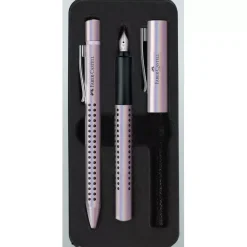Estuche Metálico con Pluma Estilográfica y Bolígrafo Rosa Faber-Castell