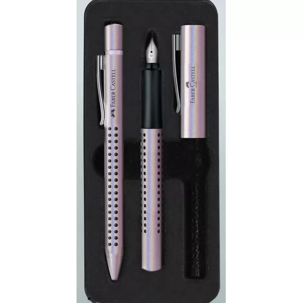 Estuche Metálico con Pluma Estilográfica y Bolígrafo Rosa Faber-Castell