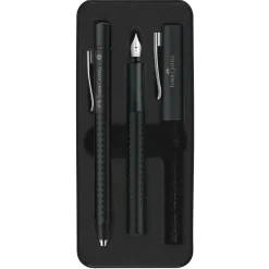Estuche metálico con pluma estilográfica y bolígrafo Negro Faber-Castell