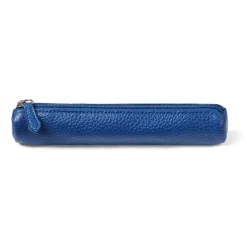 Estuche Tubo Estrecho De Cuero Azul Oscuro Fabriano Boutique