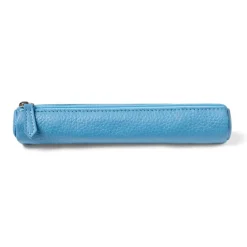 Estuche Tubo Estrecho De Cuero Celeste Fabriano Boutique