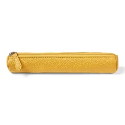 Estuche Tubo Estrecho De Cuero Amarillo Fabriano Boutique