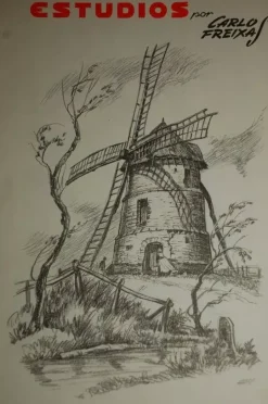 Estudios de dibujo artístico por Carlos Freixas ES26 Molinos de viento